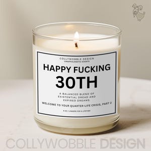 Étiquette drôle pour bougie 30e anniversaire, étiquette cadeau peur existentielle, cadeau bâillon pour amis, autocollant bougie humour adulte, cadeau crise quart de vie