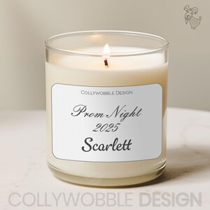 Etiqueta de vela para la noche de graduación / Pegatina personalizada con nombre y año de 7 x 5,5 cm / Etiqueta de regalo de graduación personalizada / Recuerdo para adolescentes Pegatina elegante para la noche de graduación