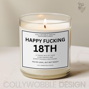 Lustiges 18 Geburtstagskerzenetikett, Happy 18th Geburtstag, Gag Geschenk für Teenager, legal aber nicht bereit, sarkastisches Coming-of-Age Geschenk, humorvoll