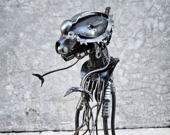 mini Steampunk Recycled Metal Alien Tripod