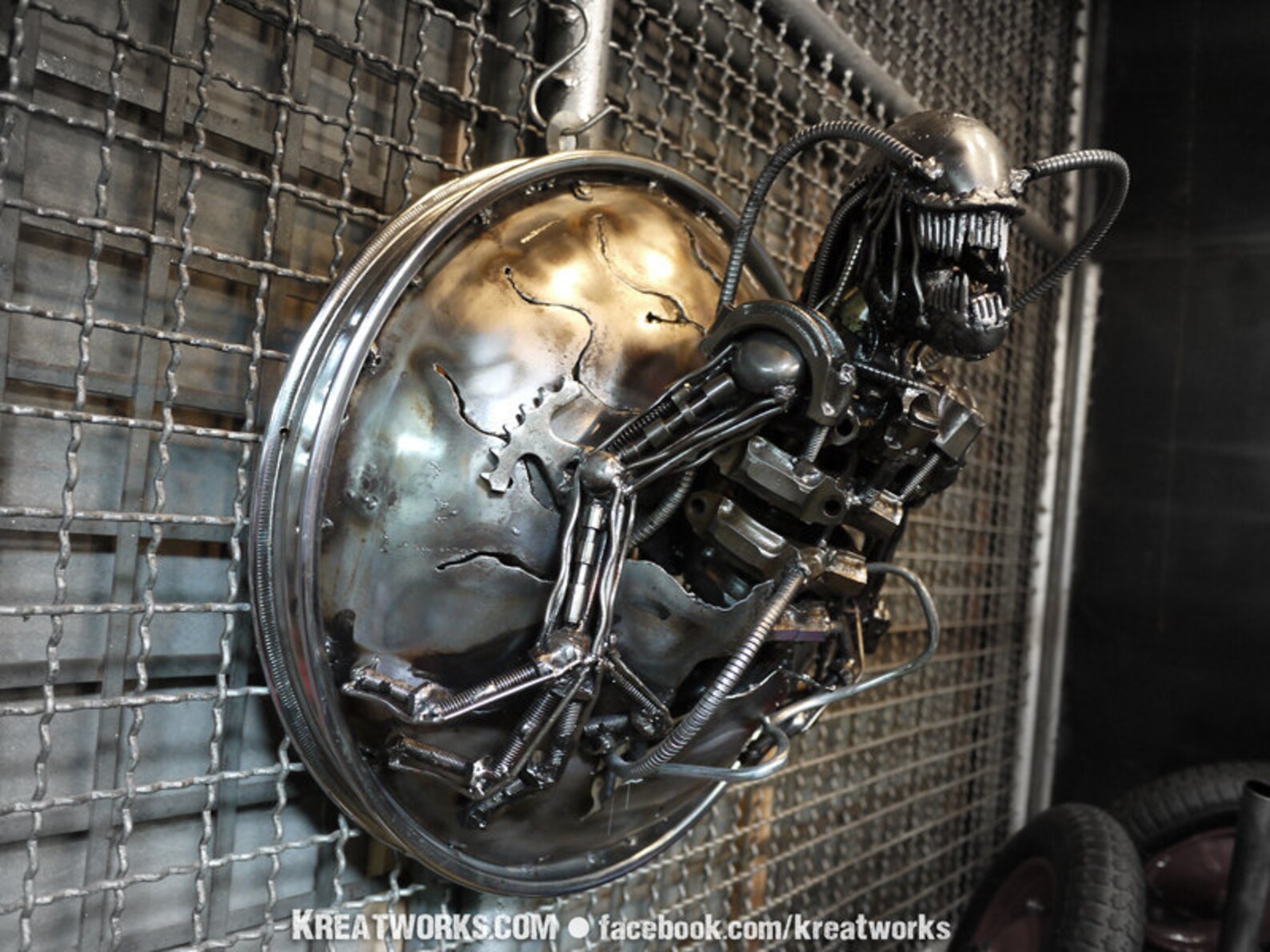 Recycled Metal Monster Lamp Etsy