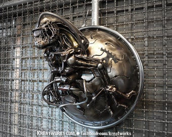 Recycled Metal Monster Lamp