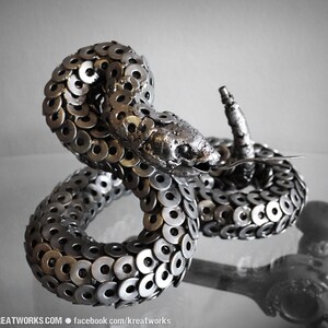 Metal Rattlesnake (Medium item) / Recycle Metal Sustainable Sculpture Art image 3