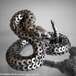 Metal Rattlesnake Medium item / Recycle Metal Sustainable Sculpture Art image 3