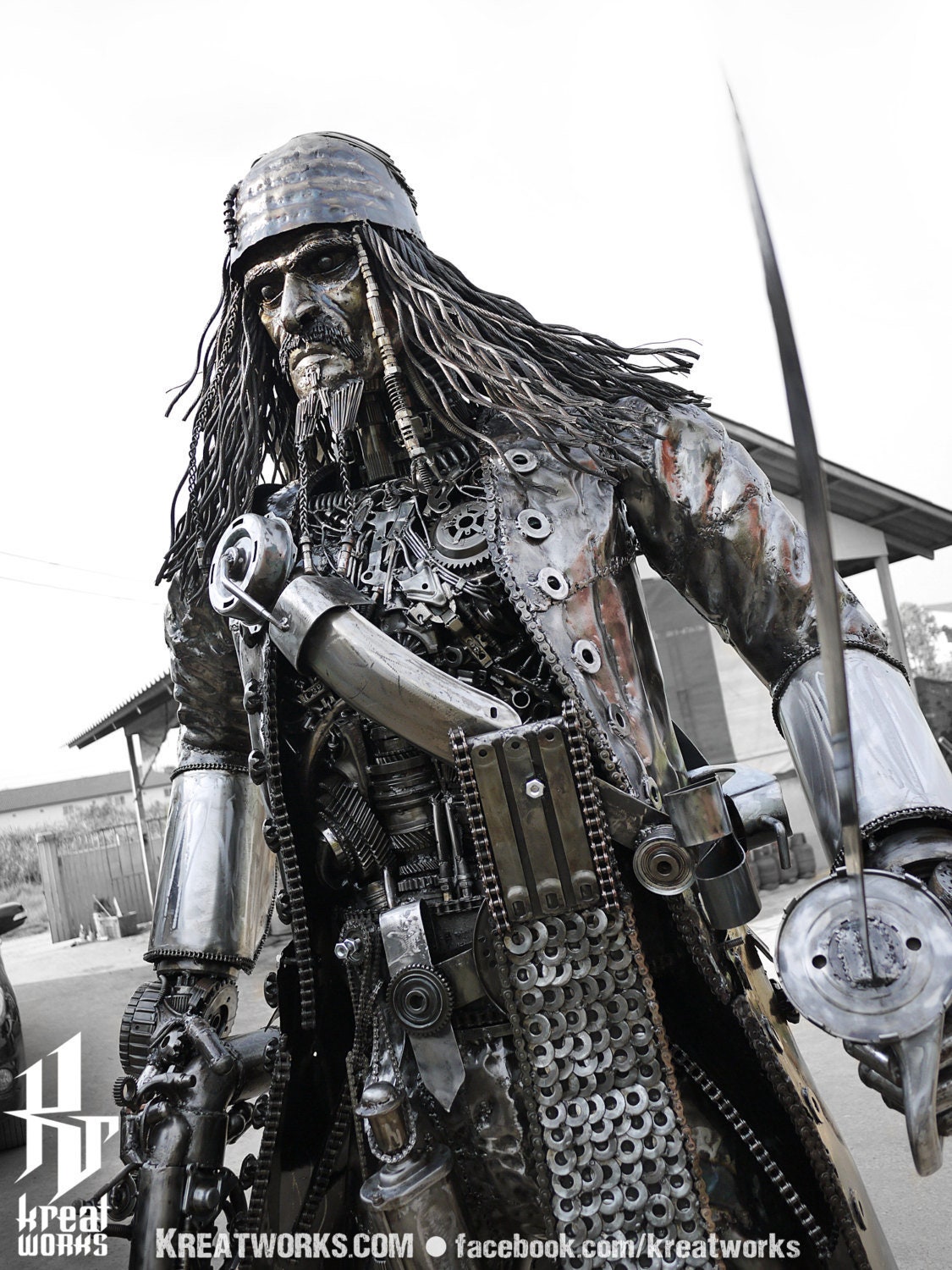 Steampunk Recycled Metal Pirate (made-to-order)