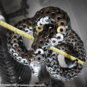 Metal Rattlesnake Medium item / Recycle Metal Sustainable Sculpture Art image 5