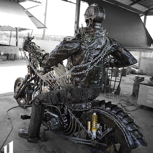 Metal Sculpture - Recycled Metal Skull Rider ( Made-to-order ) - Etsy