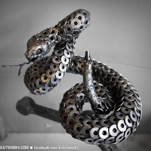 Metal Rattlesnake Medium item / Recycle Metal Sustainable Sculpture Art image 2