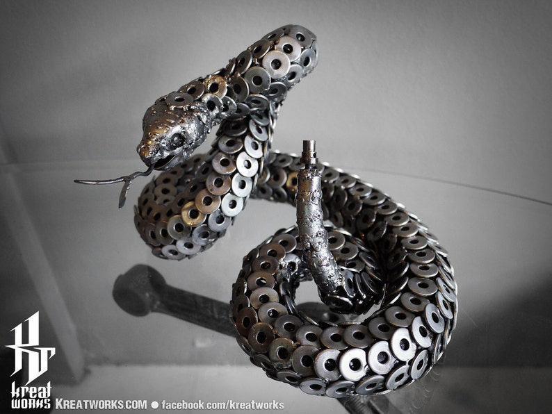 Metal Rattlesnake Medium item / Recycle Metal Sustainable Sculpture Art image 2