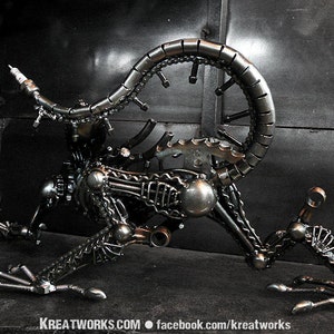 Recycle Metal Climbing Monster Medium item / Recycle Metal Sustainable Sculpture Art image 4