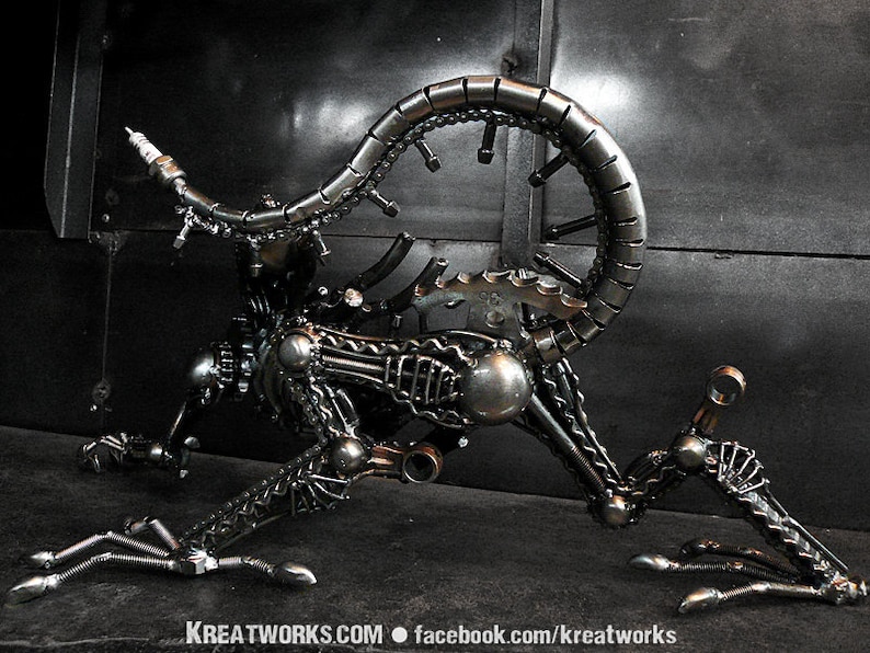 Recycle Metal Climbing Monster Medium item / Recycle Metal Sustainable Sculpture Art image 4