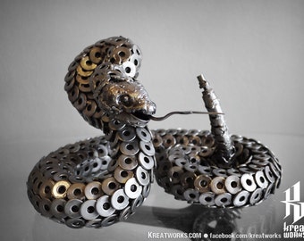 Metal Rattlesnake (Medium item) / Recycle Metal Sustainable Sculpture Art