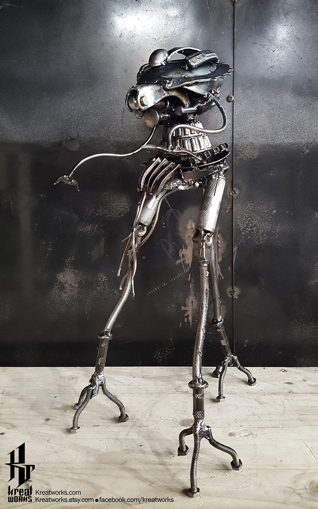 Steampunk Recycled Metal Alien Tripod - Etsy