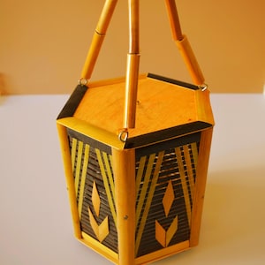 Handcrafted Bamboo Hexagonal Hanging Lamp Fixture