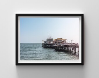 Impresión de la playa del muelle de Santa Mónica: arte mural de California