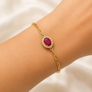 925 Silver Ruby Gemstone Bracelets July Birthstone Bracelets Minimalist Jewelry