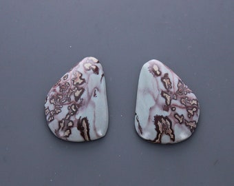 Flower Jasper Cabochon Pair