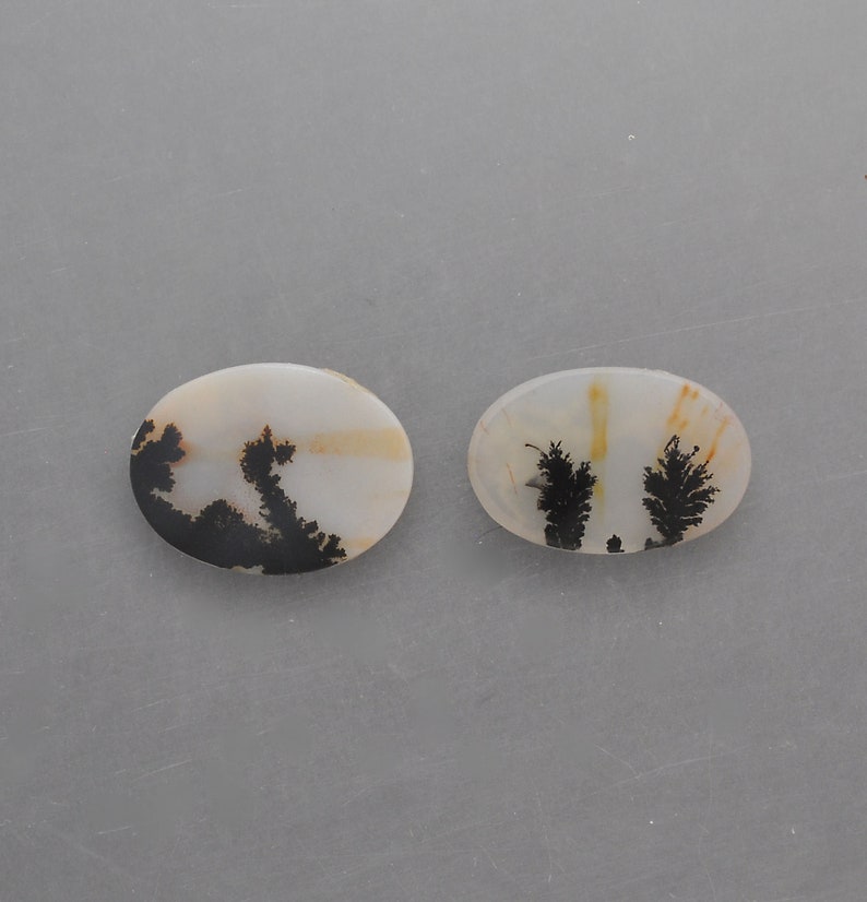 Dendritic Agate Cabochon Pair