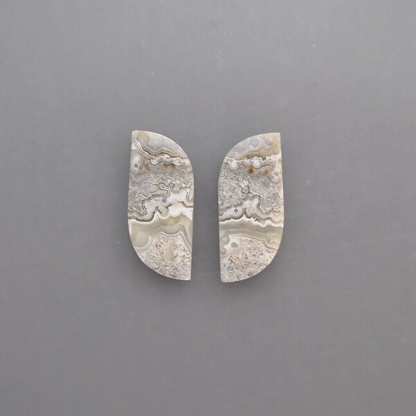 Lace Agate Cabochon Pair