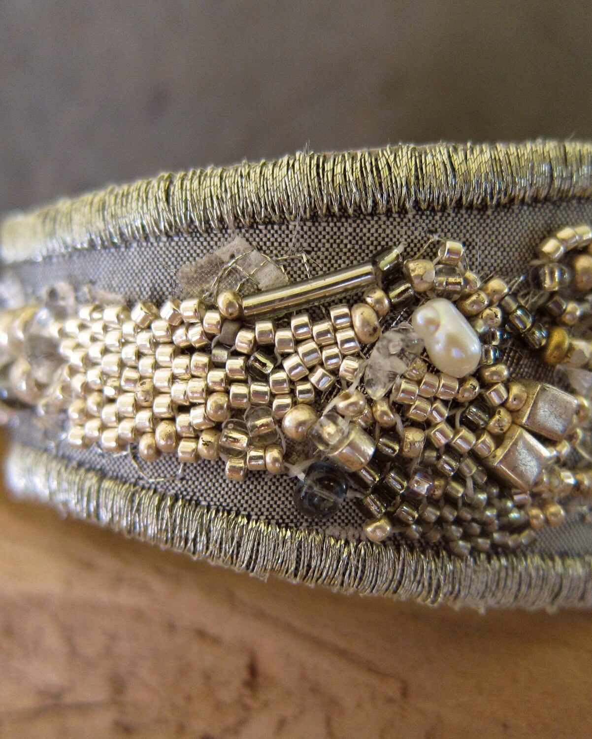 Vintage Collage Bracelet, Enamel Flowers and Bird Cuff, Unique