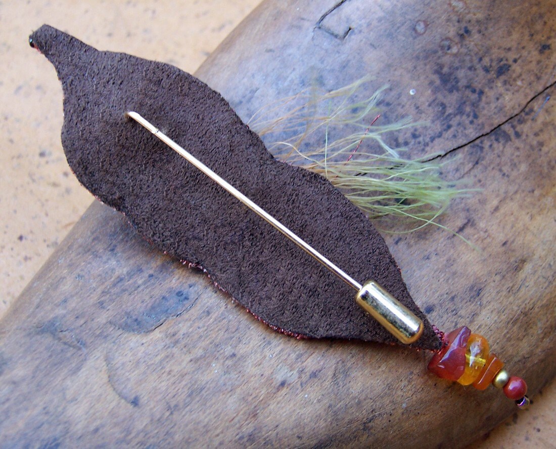 Fabric Collage Stick Pin Rust - Etsy