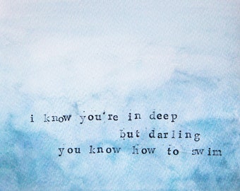 Original square watercolor poem print