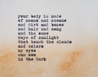 Original square watercolor poem print