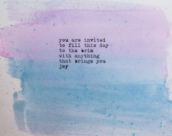 Original watercolor poem print