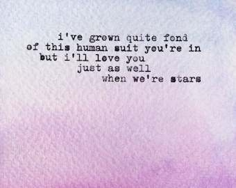 Original square watercolor poem print