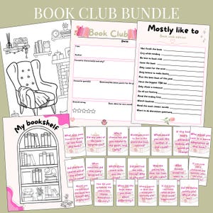 Book club cards, games book club, Book club conversation starters, book club bundle, fun book club girls night activities printable