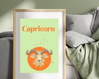 Stampa zodiacale Capricorno: amante dell'astrologia, arte moderna (download digitale)