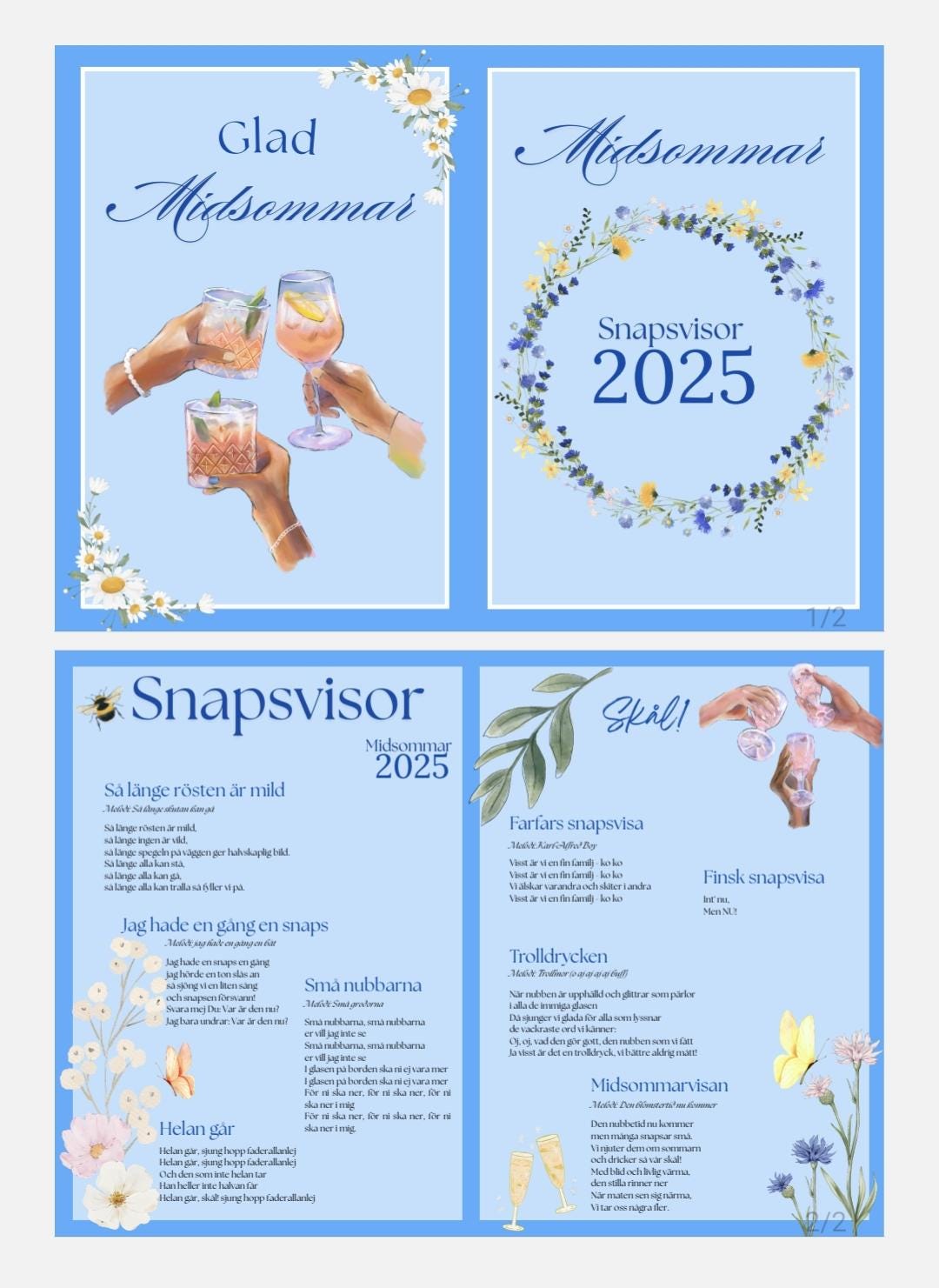 Snapsvisor Snapsvisa Midsommar Sånghäfte Snapsvisor Svensk Sommar - Etsy