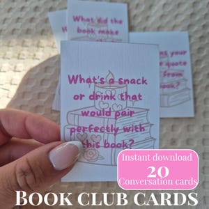 Book club cards, games book club, Book club conversation starters, book club, fun book club girls night activities printable