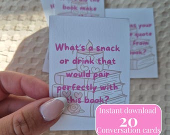 Book Club Conversation Starter Cards: Fun Girls Night Printable