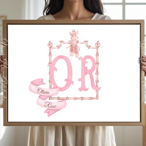 Personalized nursery Wall art custom wall decor Floral Crest Monogram Print for baby room Initials Art for nursery Monogram wall decor