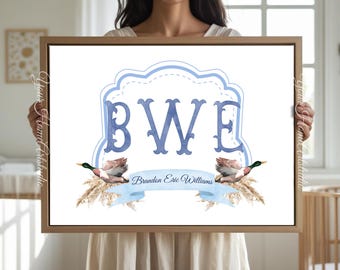 Personalized Nursery Wall Art: Duck Crest Monogram Print (Digital Download)