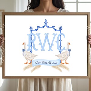 Personalized nursery Wall art custom wall decor Floral Crest Monogram Print for baby room Initials Art for nursery baby Monogram wall decor
