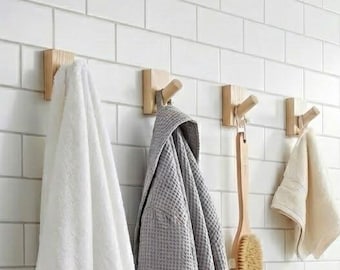 Handmade Wooden Wall Hooks Rack – Minimalist Scandinavian Rustic Decor for Entryway Coat Hanger