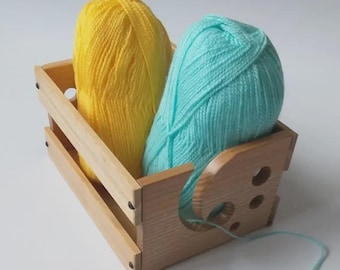 Wooden Yarn Bowl, Engraved Gift for Knitters, Custom Christmas Birthday Gift for Mom, Large Yarn Holder with Hole