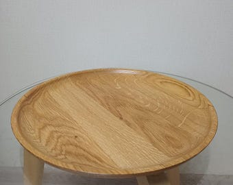 Handmade Solid Oak Serving Plate, Minimalist Rustic Kitchen Decor