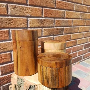 Handmade Walnut Wood Jar:  Spice, Tea, Coffee 3 pcs (600ml/780ml/850ml)