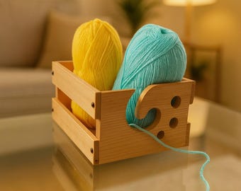 Handcrafted Wooden Yarn Bowl, Gift for Knitters, Custom Christmas Birthday Gift for Mom, Large Yarn Holder with Hole, Diy Yarn Bowl