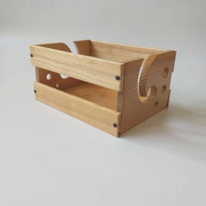 Handmade Wooden Yarn Bowl Organizer: Ash Wood Knitting Storage Box