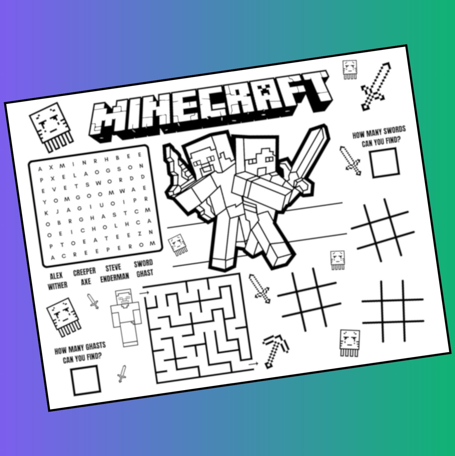 Minecraft Word Search Puzzle, PDF, Minecraft