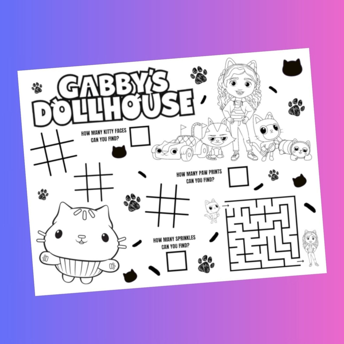 Gabby's Dollhouse Puzzles Activity Placemat Printable Etsy