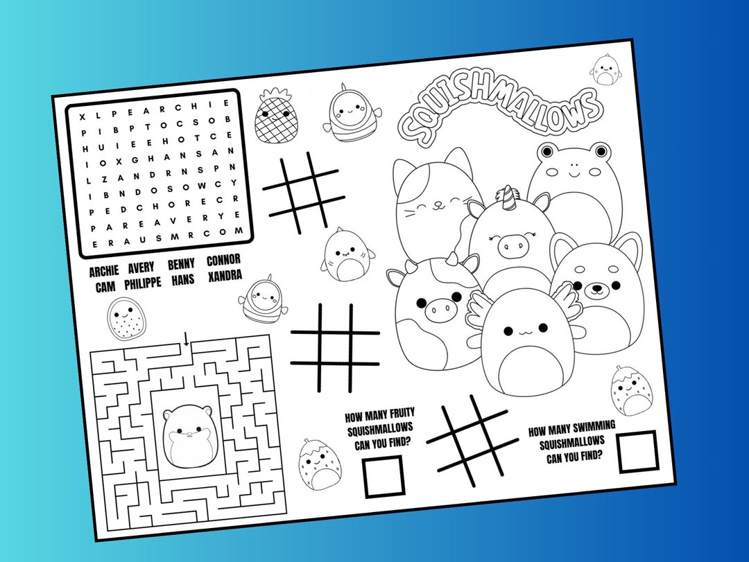 Squishmallows Puzzles Activity Placemat Printable PDF - Etsy