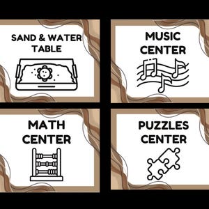 12 Neutral Boho Center Signs for Preschool - Childcare Center - Daycare Printable PDF