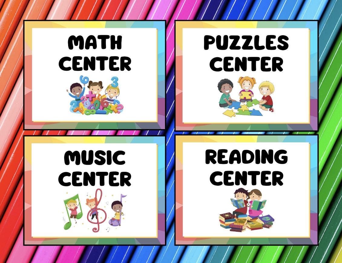 12 Colorful Center Signs for Preschool Childcare Center Daycare Printable PDF - Etsy 12-colorful-center-signs-for-preschool-childcare-center-daycare-printable-pdf-etsy