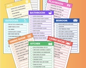 Printable Chore Cards for Kids – 4x5” Room-by-Room Cleaning Tasks – Daily Routine, Life Skills, Home Organization – PDF Download