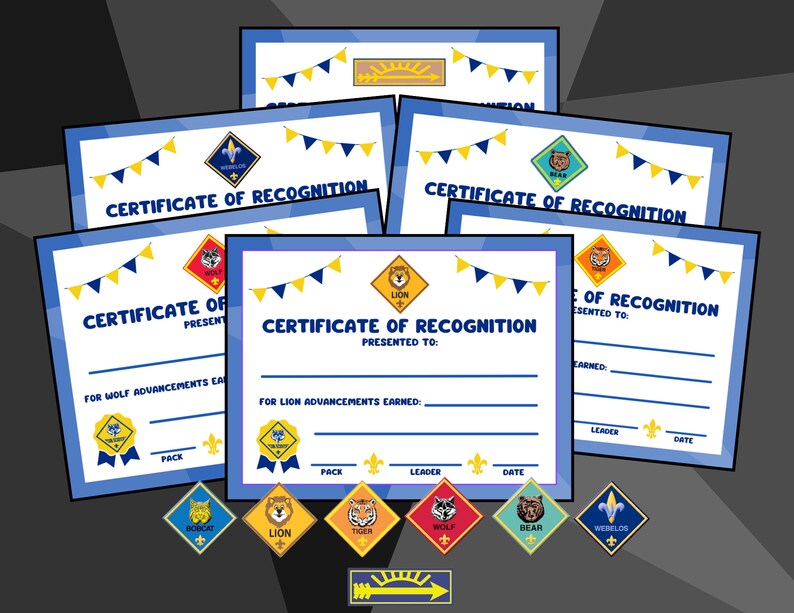 Cub Scout Certificate of Recognition Certificates Printable PDF - Etsy